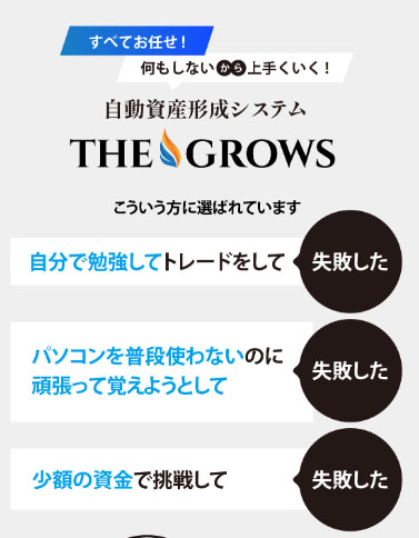 THEGROWSの特徴は「世界初のテクノロジー搭載の投資システム」